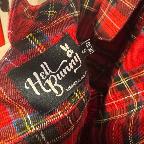 Hell Bunny Irvine Tartan Vintage Retro Pinafore Dress size small - Picture 4 of 5